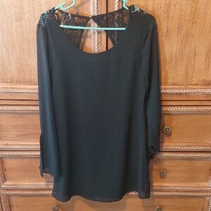 Speechless Black Top with Lace Accents